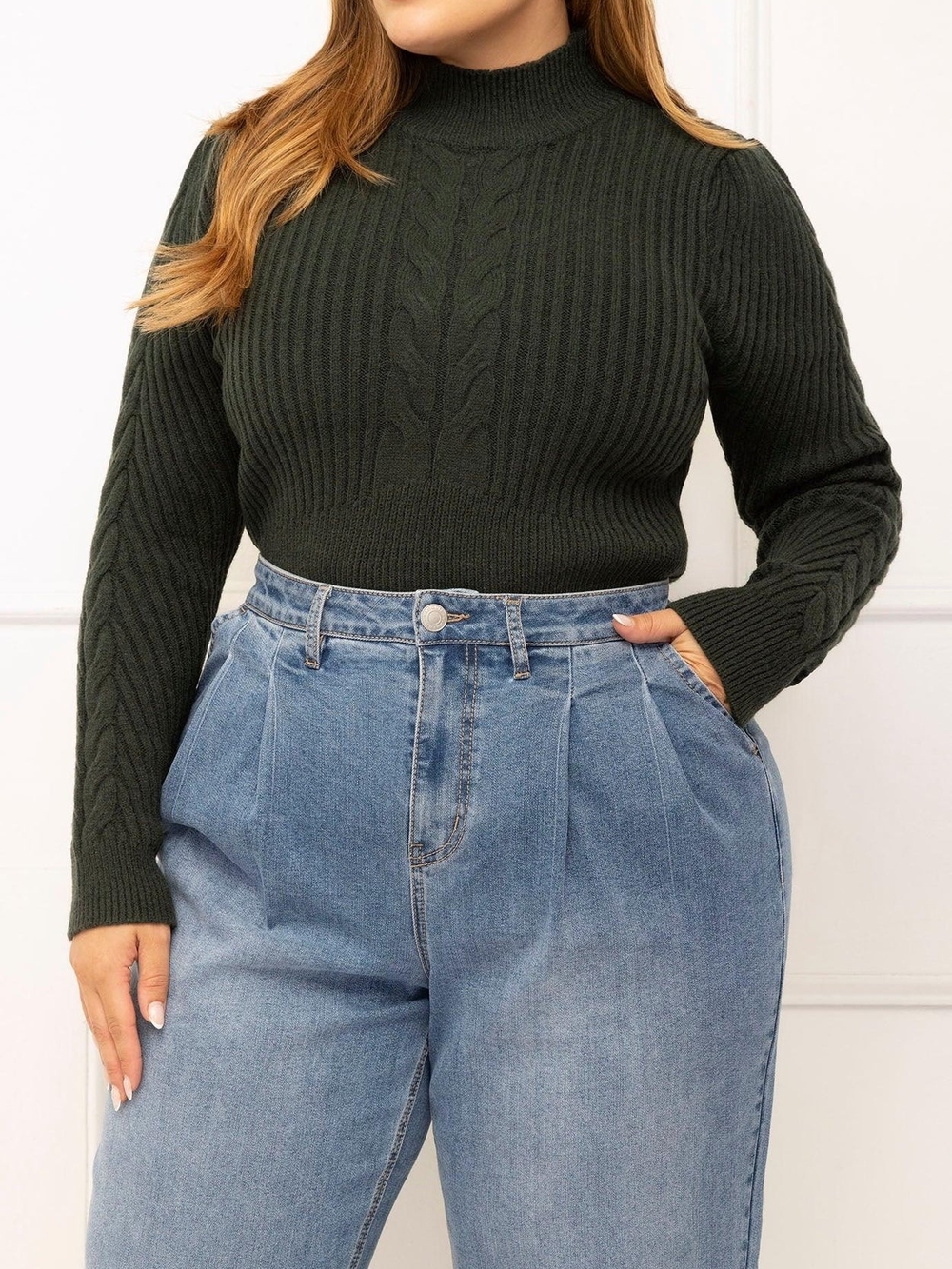 ELOQUII Elements Women's Plus Size Bustier Detail Sweater, Midweight